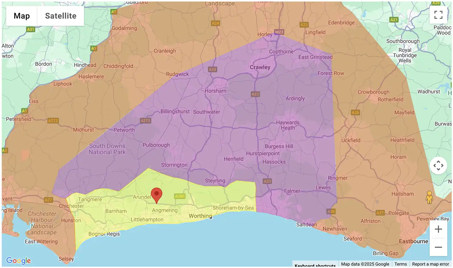 Gas Bottles Cranleigh delivery zone map - click to see on BBQ Gas Bottles